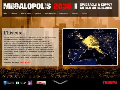 Réalisation du site internet du spectacle "Megalopolis 2036"